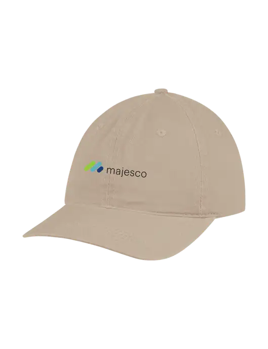 Garment Washed Unstructured Twill Tan Cap w/Majesco Logo