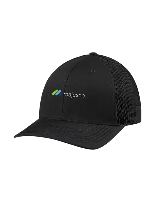 Richardson Adjustable Snapback Original 112 Trucker Cap Black w/Black Mesh w/Majesco Logo