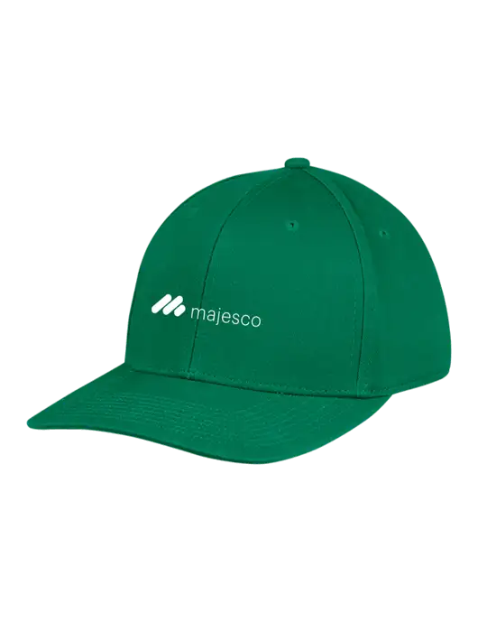 Premium Modern Structured Twill Kelly Green Snapback Cap w/Majesco Logo