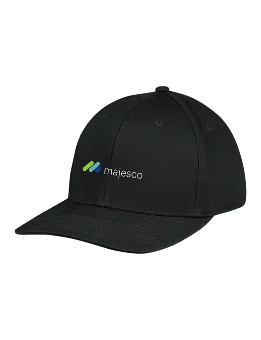 Premium Modern Structured Twill Black Snapback Cap w/Majesco Logo
