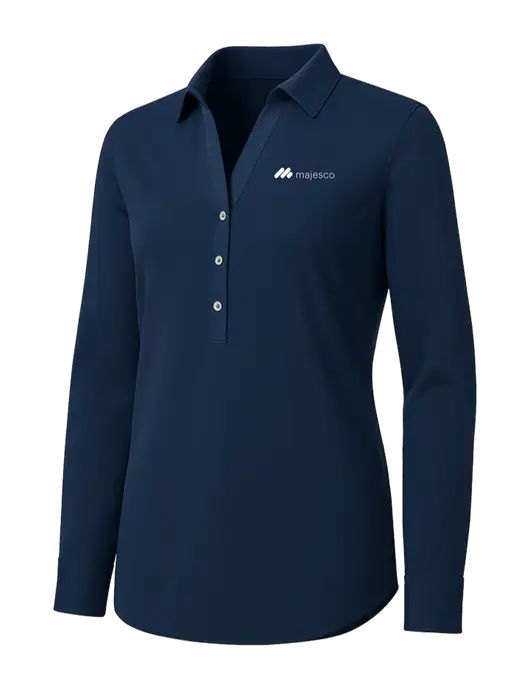 Womens Navy City Stretch Shirt w/Majesco Logo