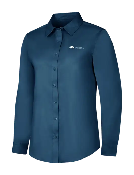 Light Navy Womens Long Sleeve Superpro React Twill Shirt w/Majesco Logo