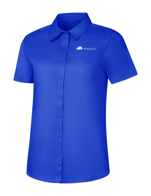 Womens Short Sleeve Dark Royal Superpro React Twill Shirt w/Majesco Logo
