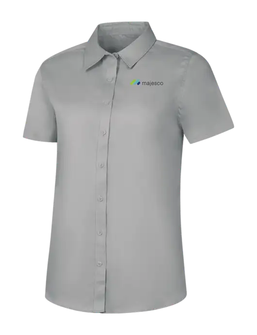 Womens Light Grey Short Sleeve Superpro React Twill Shirt w/Majesco Logo