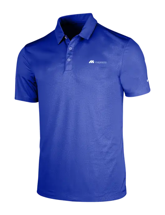 NIKE Dark Royal Dri-Fit Embossed Tri-Blade Polo w/Majesco Logo