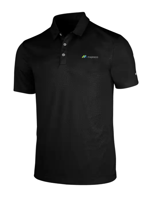 NIKE Black Dri-Fit Embossed Tri-Blade Polo w/Majesco Logo