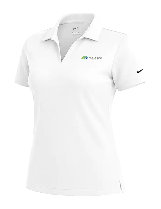 NIKE White Womens Dri-Fit Micro Pique Polo w/Majesco Logo