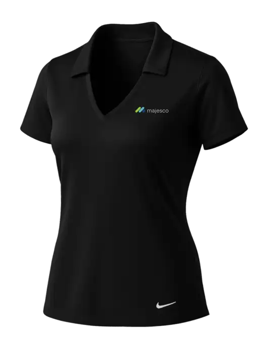 NIKE Black Womens Dri-Fit Vertical Mesh Polo w/Majesco Logo