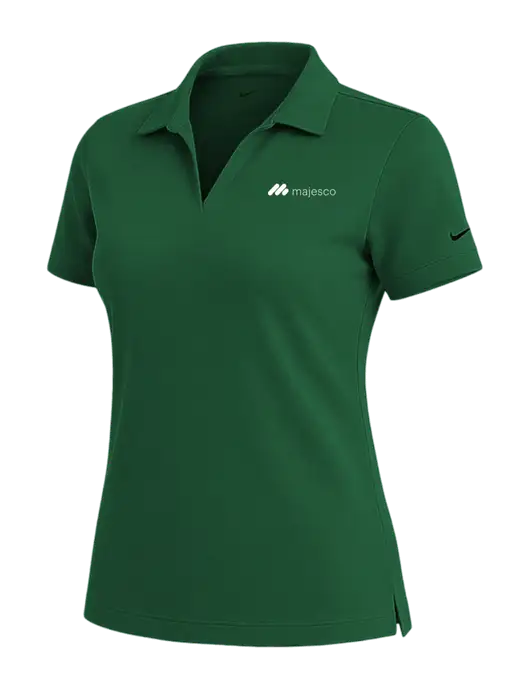 NIKE Dark Green Womens Dri-Fit Micro Pique Polo w/Majesco Logo