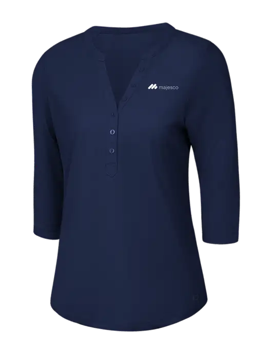 OGIO Navy Jewel Henley w/Majesco Logo