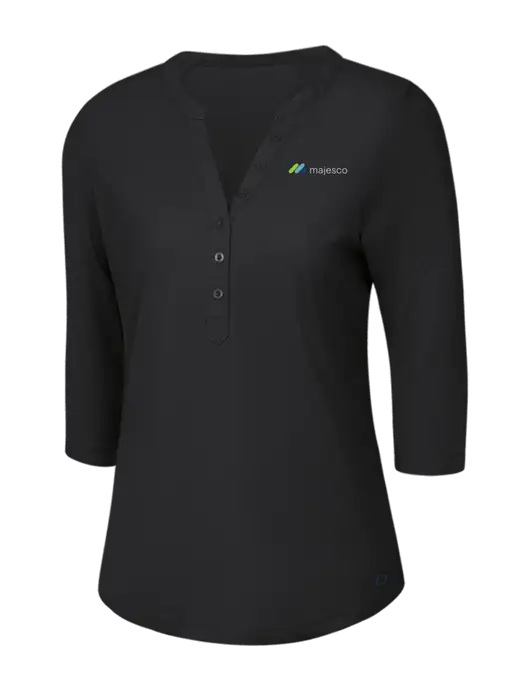 OGIO Blacktop Jewel Henley w/Majesco Logo