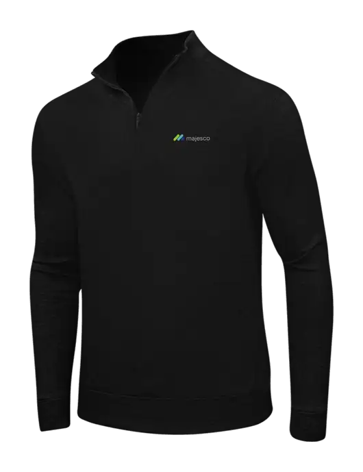 Deep Black/Charcoal Heather Interlock 1/4 Zip w/Majesco Logo