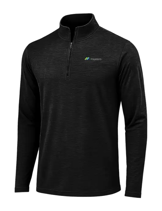 Black Triad Solid Posicharge Tri-Blend Wicking 1/4 Zip Pullover w/Majesco Logo