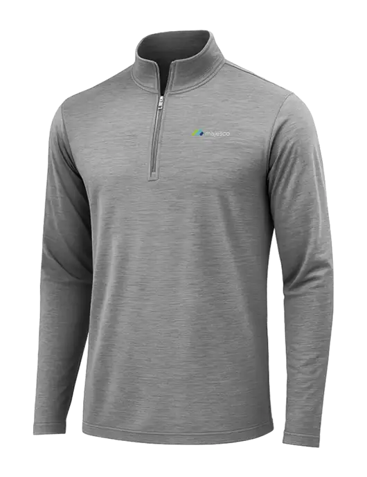 Dark Grey Heather Posicharge Tri-Blend Wicking 1/4 Zip Pullover w/Majesco Logo