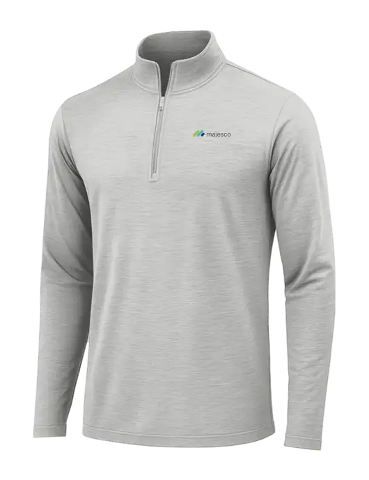 Light Grey Heather Posicharge Tri-Blend Wicking 1/4 Zip Pullover w/Majesco Logo