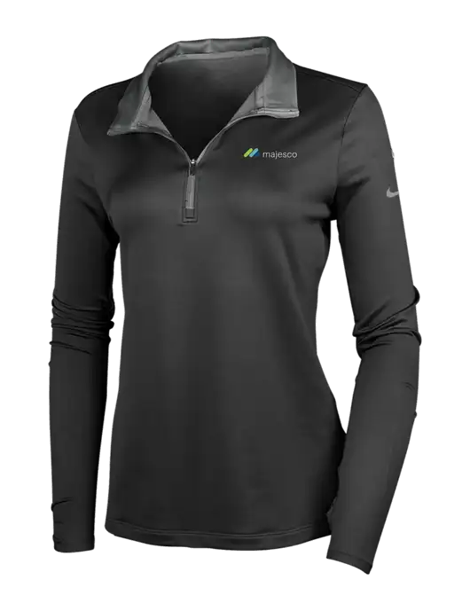 NIKE Black/Dark Grey Womens Dry-Fit Stretch 1/2 Zip Cover-Up w/Majesco Logo