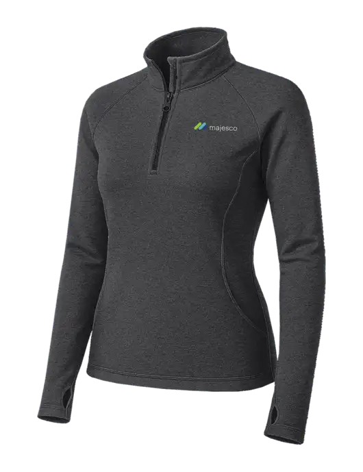 Dark Grey Heather Womens Sport Wick Stretch 1/4 Zip Pullover w/Majesco Logo