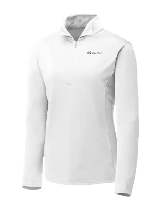 White Womens Posicharge Competitor ¼ Zip Pullover w/Majesco Logo