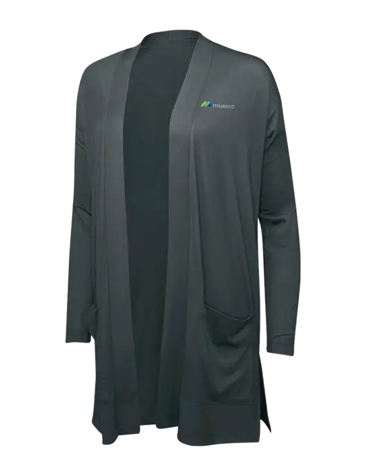Smoke Grey Womens Concept Long Pocket Cardigan w/Majesco Logo