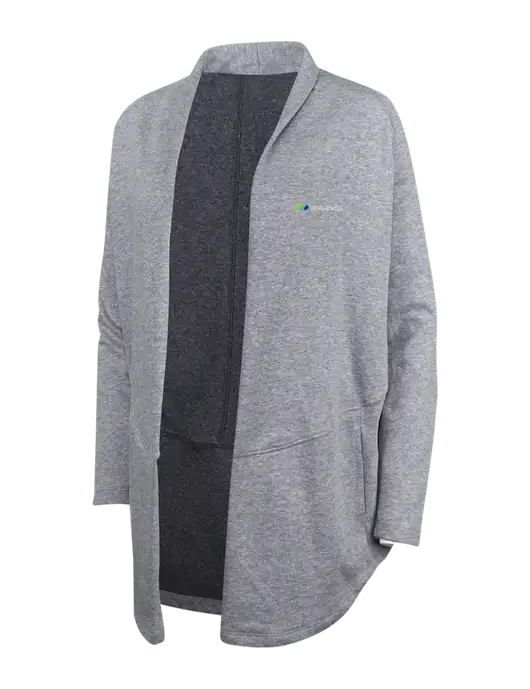 Medium Heather Grey/Char Heather Womens Interlock Cardigan w/Majesco Logo