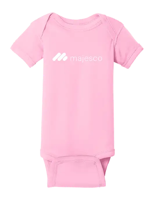 Rabbit Skins Pink Infant Short Sleeve Baby Rib Bodysuit w/Majesco Logo