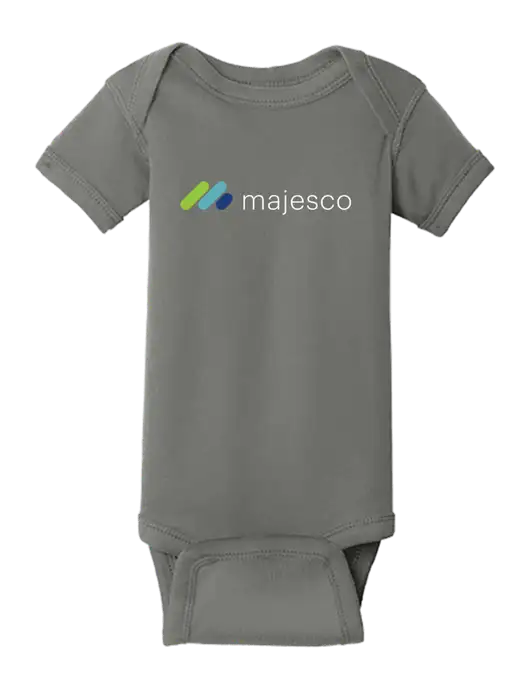 Rabbit Skins Charcoal Infant Short Sleeve Baby Rib Bodysuit w/Majesco Logo