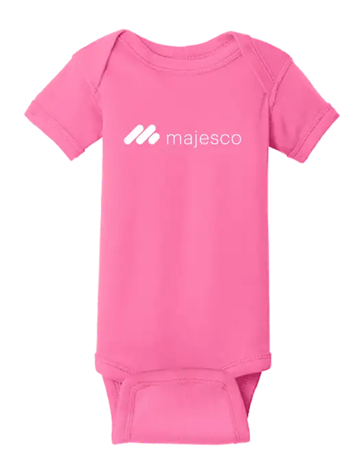 Rabbit Skins Hot Pink Infant Short Sleeve Baby Rib Bodysuit w/Majesco Logo