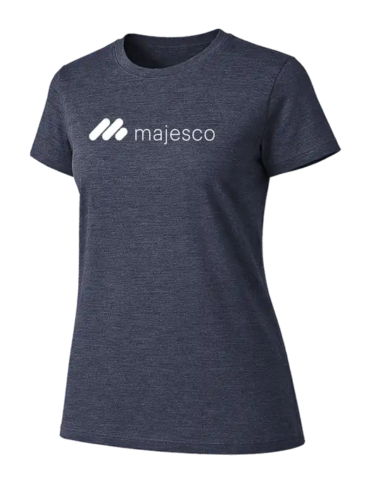 Womens Ring Spun Heather Navy 4.5 oz T-Shirt w/Majesco Logo