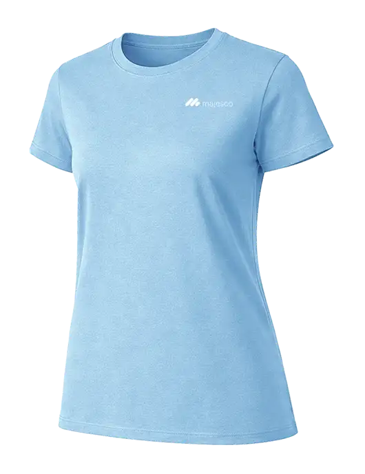 Womens Ring Spun Light Blue 4.5 oz T-Shirt w/Majesco Logo