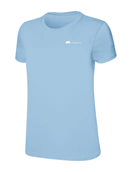 Womens Ring Spun Light Blue 4.5 oz T-Shirt w/Majesco Logo