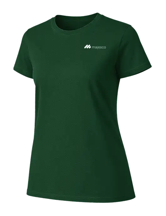 Womens Ring Spun Forest Green 4.5 oz T-Shirt w/Majesco Logo