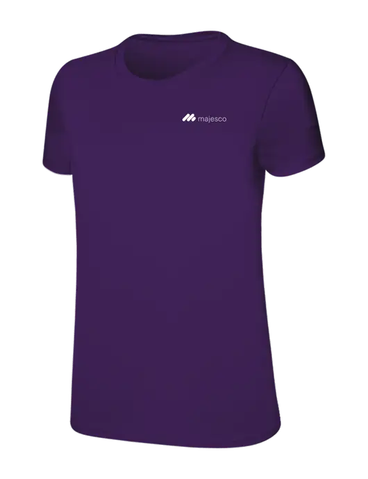 Womens Ring Spun Purple 4.5 oz T-Shirt w/Majesco Logo