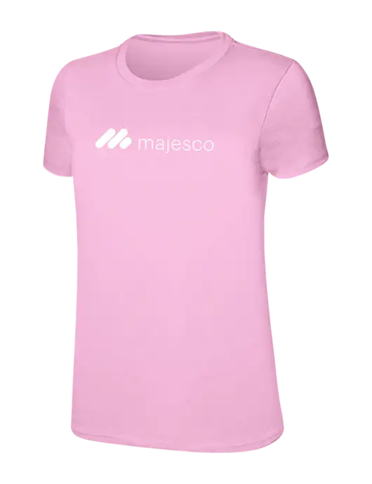 Womens Ring Spun Candy Pink 4.5 oz T-Shirt w/Majesco Logo