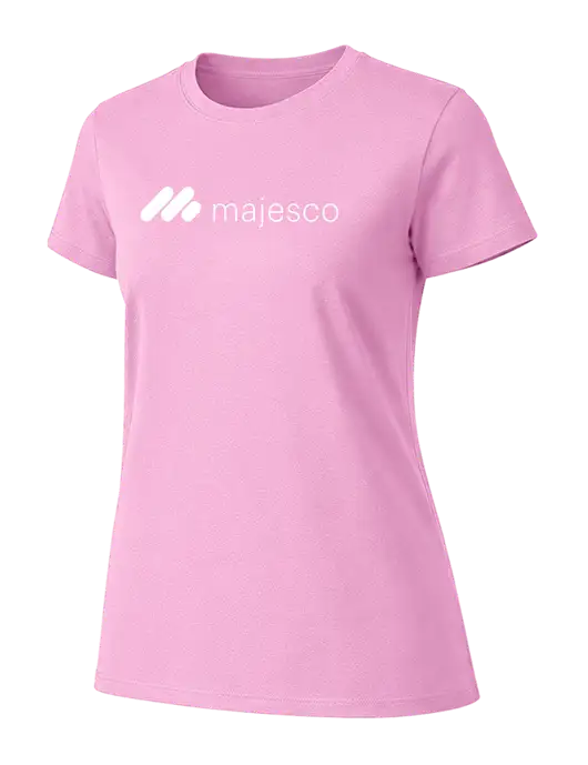 Womens Ring Spun Candy Pink 4.5 oz T-Shirt w/Majesco Logo