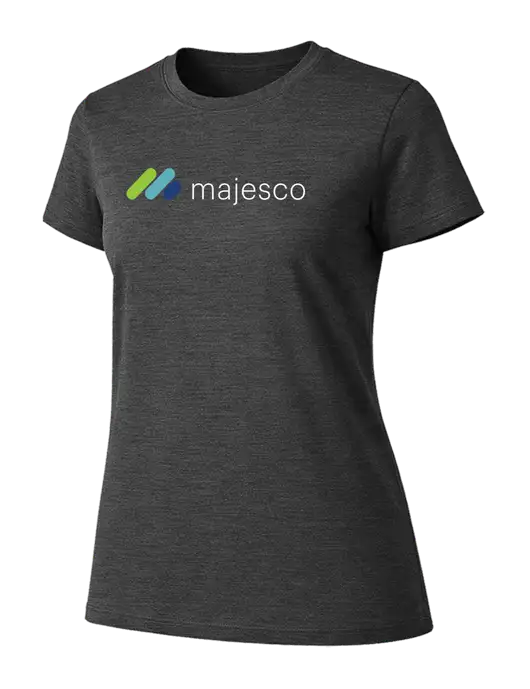 Womens Ring Spun Dark Heather Grey 4.5 oz T-Shirt w/Majesco Logo