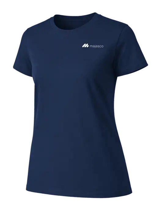 Womens Ring Spun Navy 4.5 oz T-Shirt w/Majesco Logo