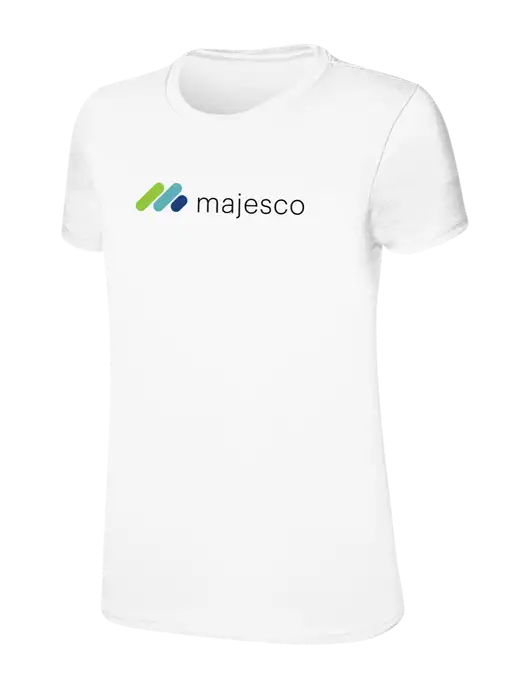 Womens Ring Spun White 4.5 oz T-Shirt w/Majesco Logo