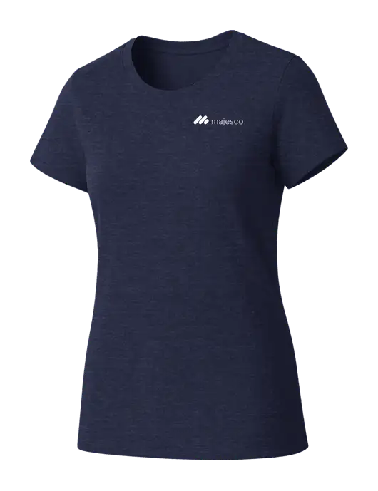 Womens Seriously Soft Heathered Navy T-Shirt w/Majesco Logo