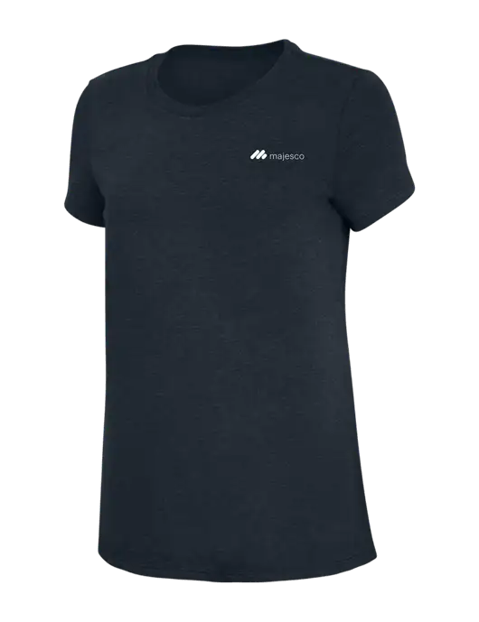 Womens Simply Soft Navy 4.5oz Poly/Combed Ring Spun Cotton T-Shirt w/Majesco Logo