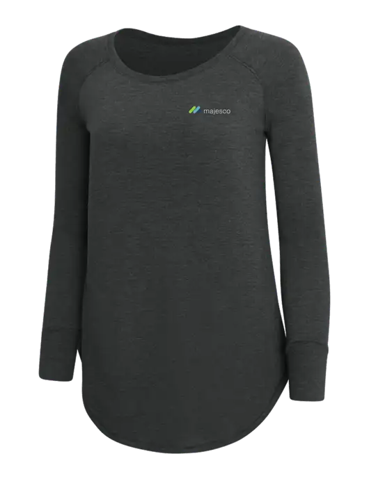 Womens Perfect Wide Collar Tunic Tri-Blend Black Frost 4.5 oz T-Shirt w/Majesco Logo