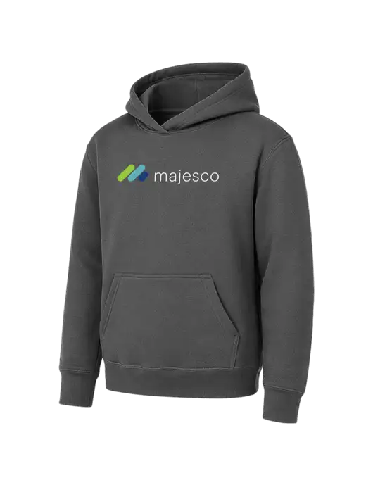 Youth Charcoal 7.8 oz Pullover Hooded Sweatshirt w/Majesco Logo