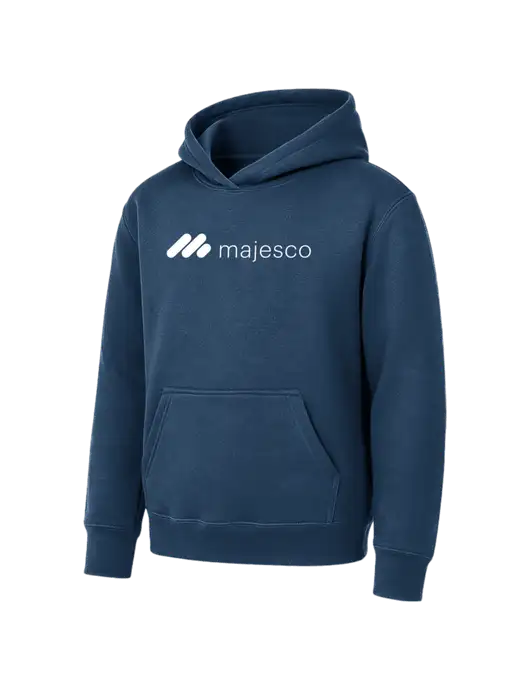 Youth Navy 7.8 oz Pullover Hooded Sweatshirt w/Majesco Logo