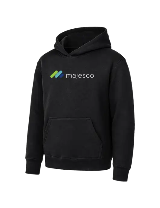 Youth Black 7.8 oz Pullover Hooded Sweatshirt w/Majesco Logo