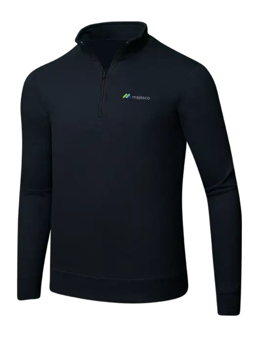 Jet Black 8.5 oz Ring Spun 1/4 Zip Pullover Sweatshirt w/Majesco Logo