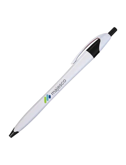 Novella White/Black Classic Pen - Blue Ink w/Majesco Logo