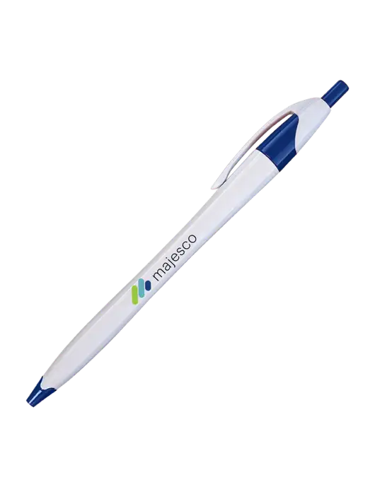 Novella White/Royal Classic Pen - Blue Ink w/Majesco Logo