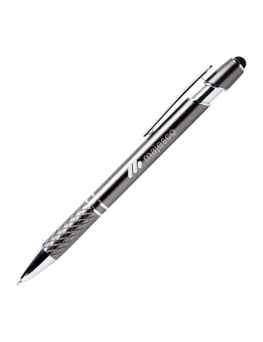 Valencia Gunmetal Stylus Pen - Black Ink w/Majesco Logo