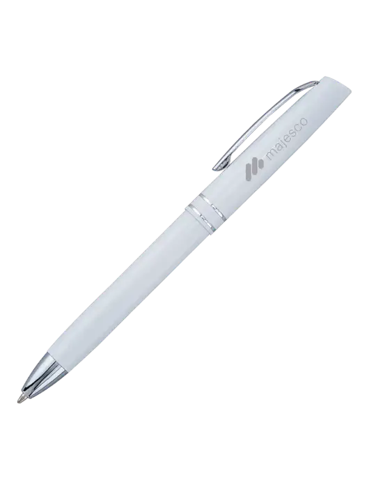 White Anguilla Black Ink Pen w/Majesco Logo