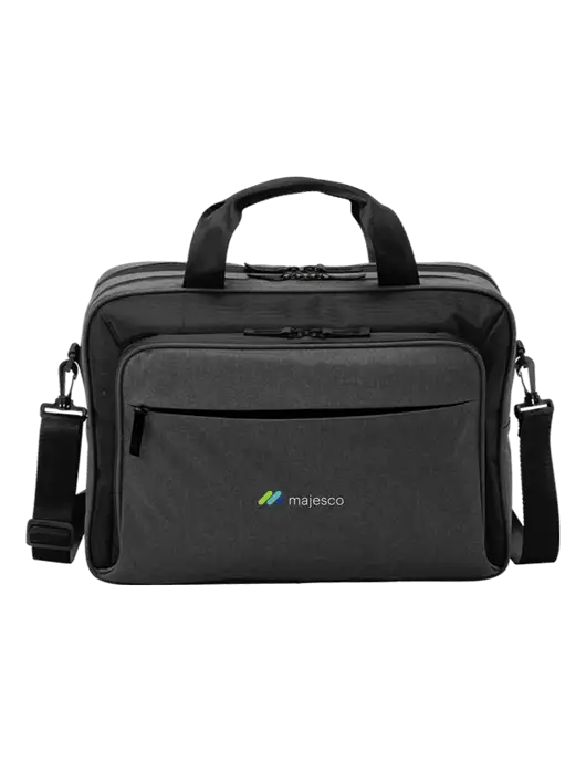 Travel Exec Graphite Heather/Black Laptop Briefcase w/Majesco Logo