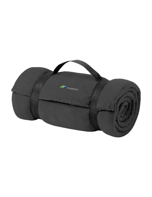 Casual Midnight Heather Fleece Blanket With Strap w/Majesco Logo
